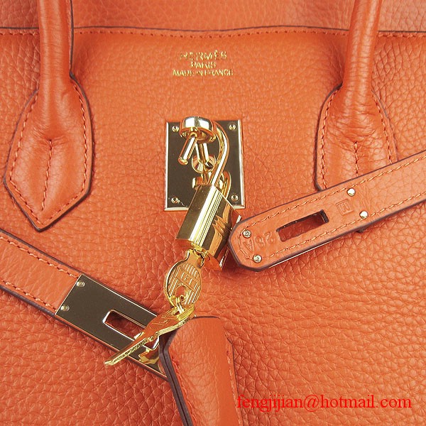 Hermes 35cm Embossed Veins Leather Bag Orange 6089 Gold Hardware Hermes 35cm Embossed Veins Leather Bag Orange 6089 Gold Hardware
